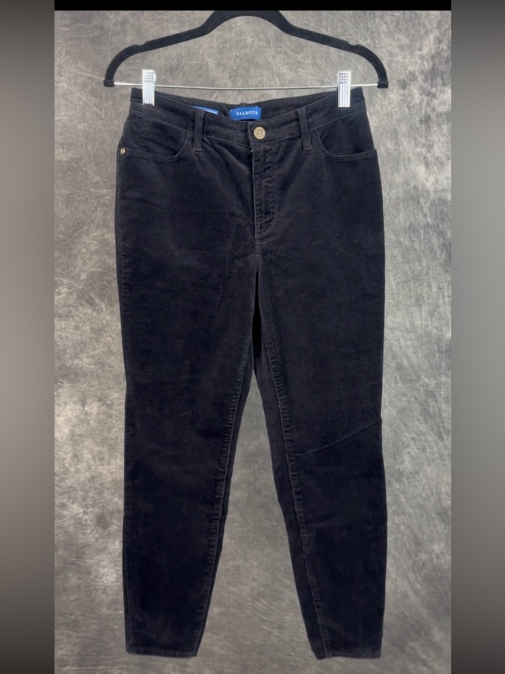Talbots Black Corduroy Pants Size 6P | High Rise Tapered Leg Petite Soft Texture - Picture 3 of 6